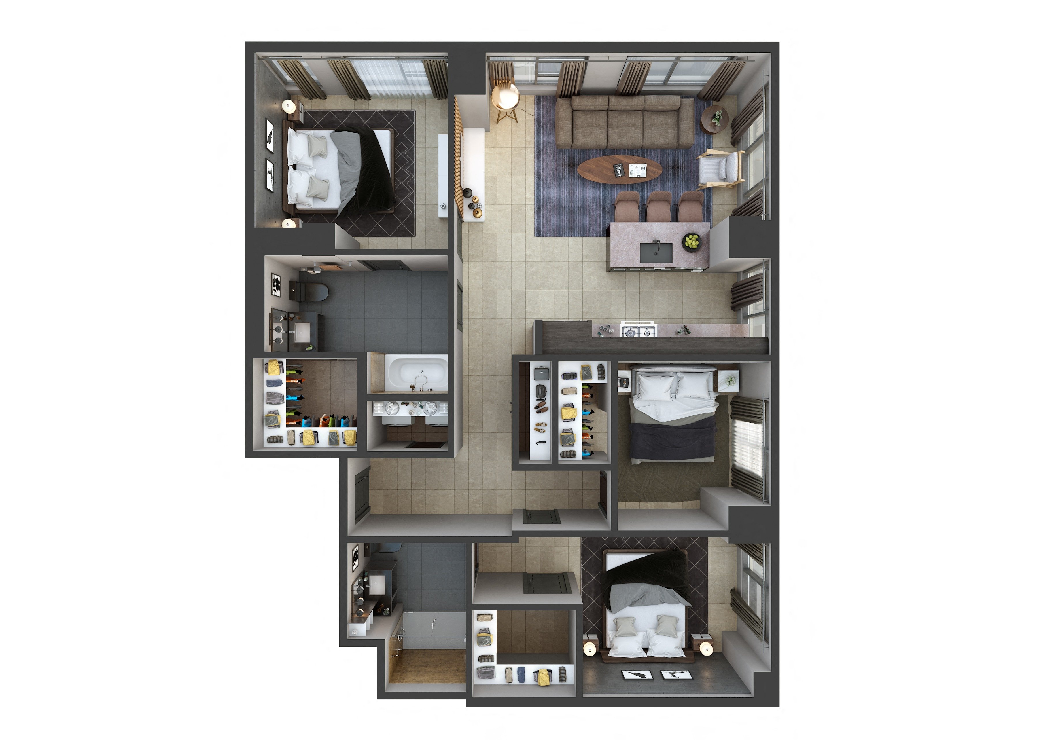 3D floor plan image for apartment W808 at Randolph Perimeter